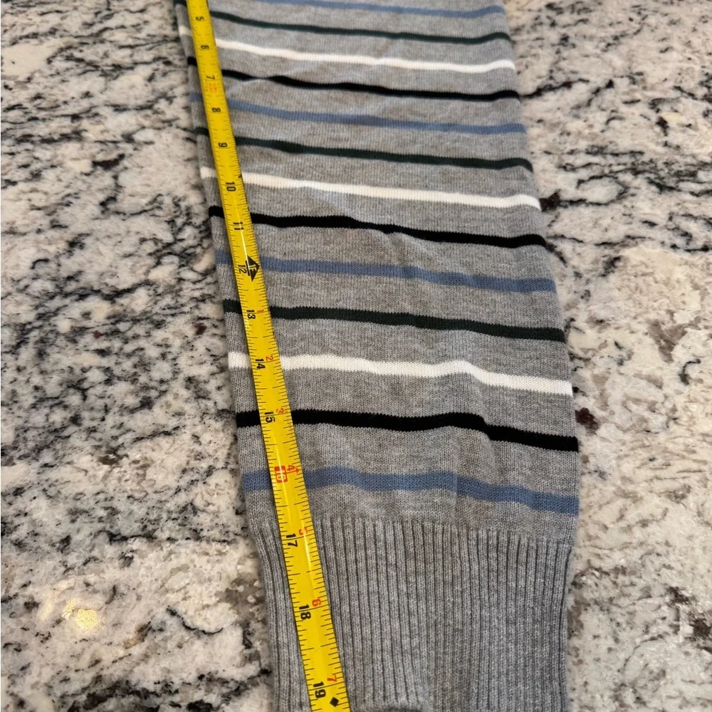 NWT Striped V-Neck Sweater XXL Gray Blue Black Lightweight Pullover